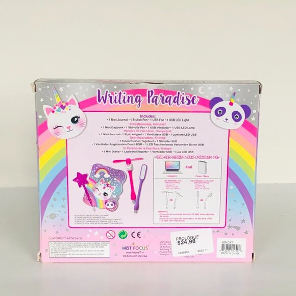 Hot Focus Writing Paradise Caticorn Style Journal and Accessories Set New In Box - Picture 7 of 13